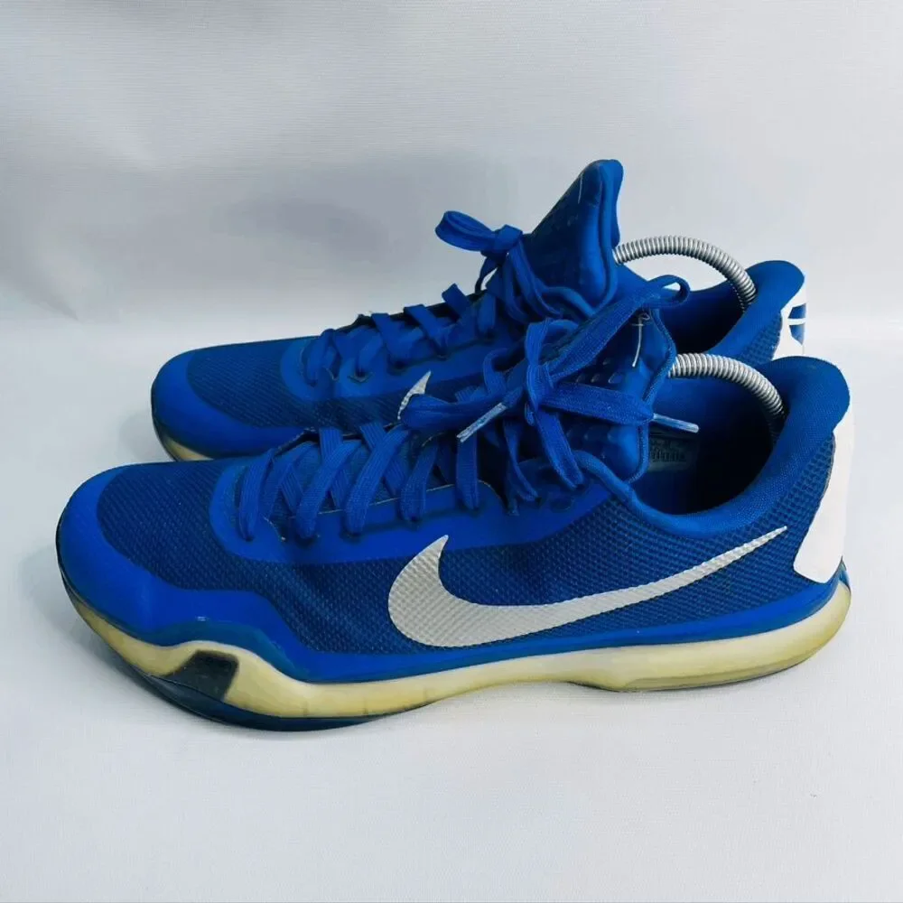 Nike Kobe X 10 TB 813030-402 Game Royal Metallic Silver White‎ Mens Size 14.5